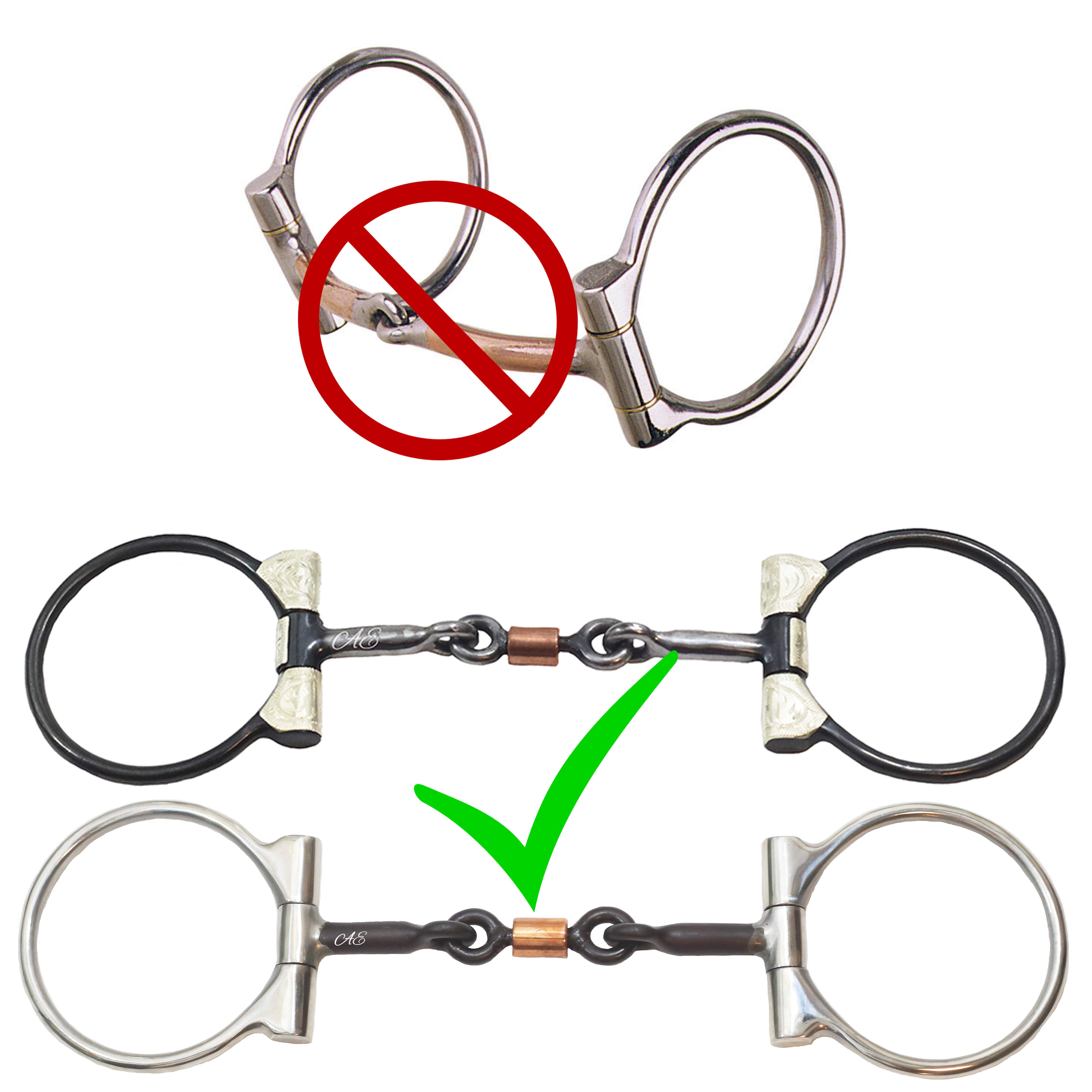 Horse SS Embout Snaffle Anneau Loose avec Rouleaux Cuivre 5 Bouche 35567B Horse SS Embout Snaffle Anneau Loose avec Rouleaux Cuivre 5 Bouche 35567B