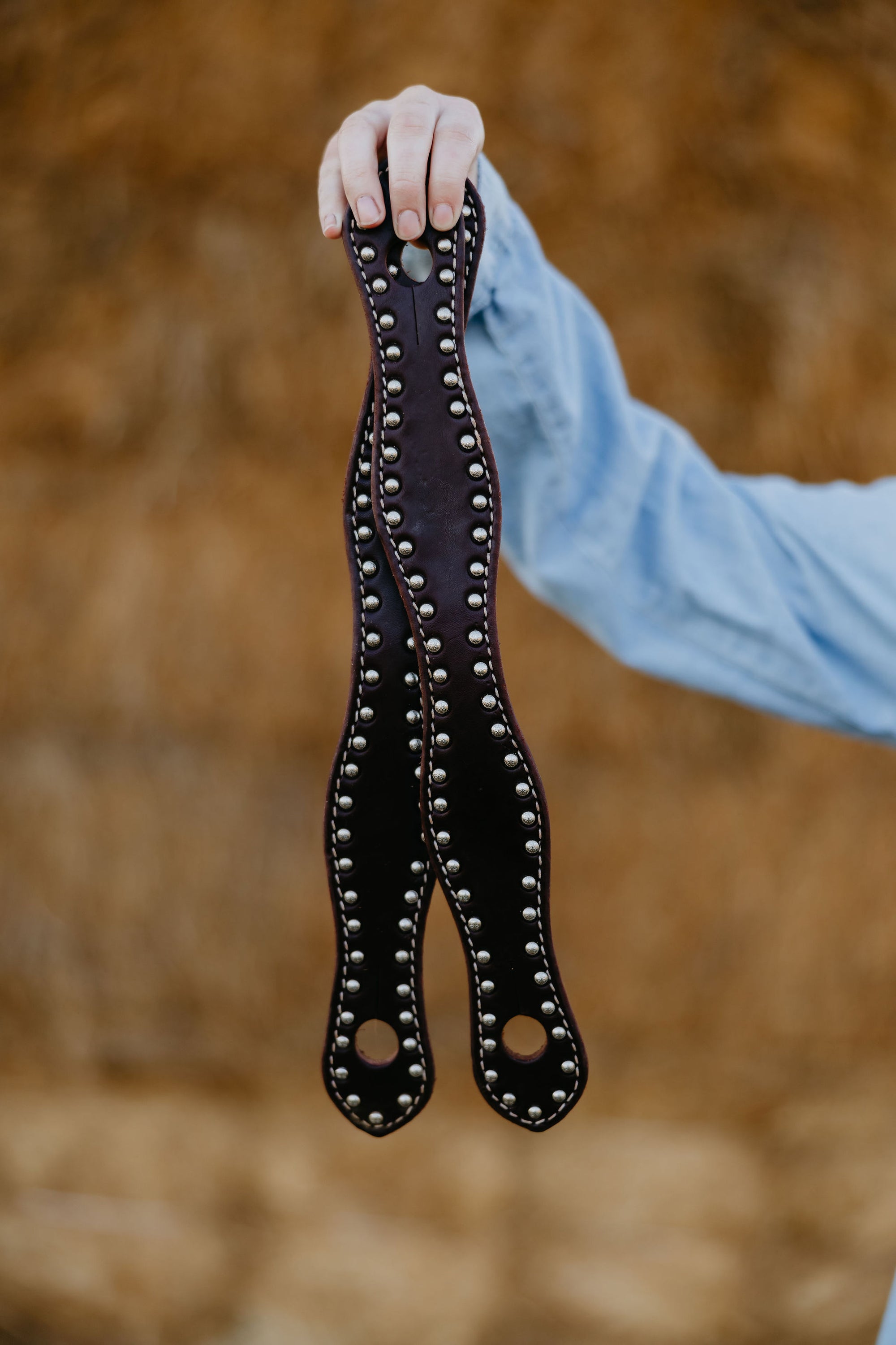 "California" Dotted Chocolate Harness Slobber Straps