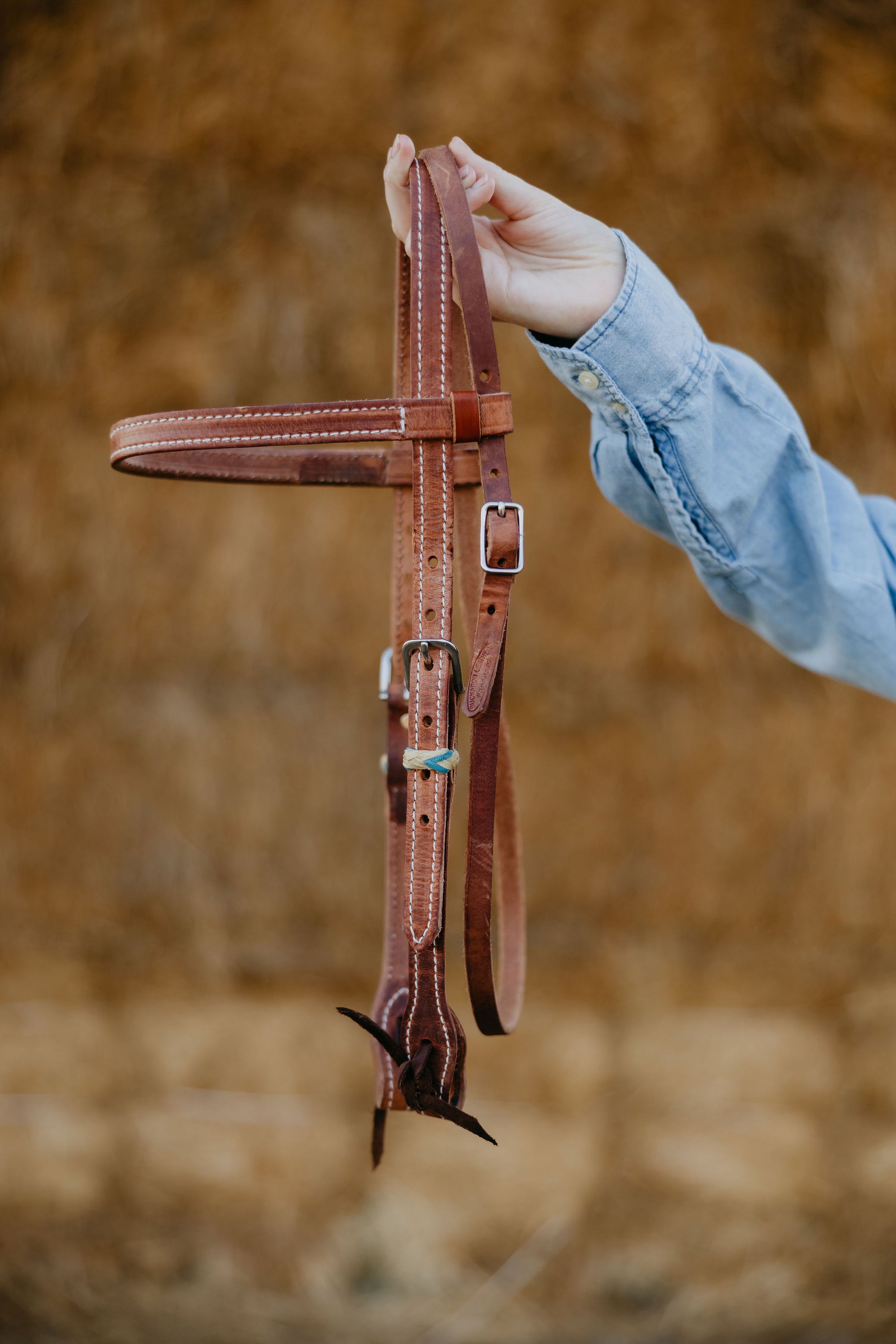 "SLO" Rawhide Harness Browband Headstall