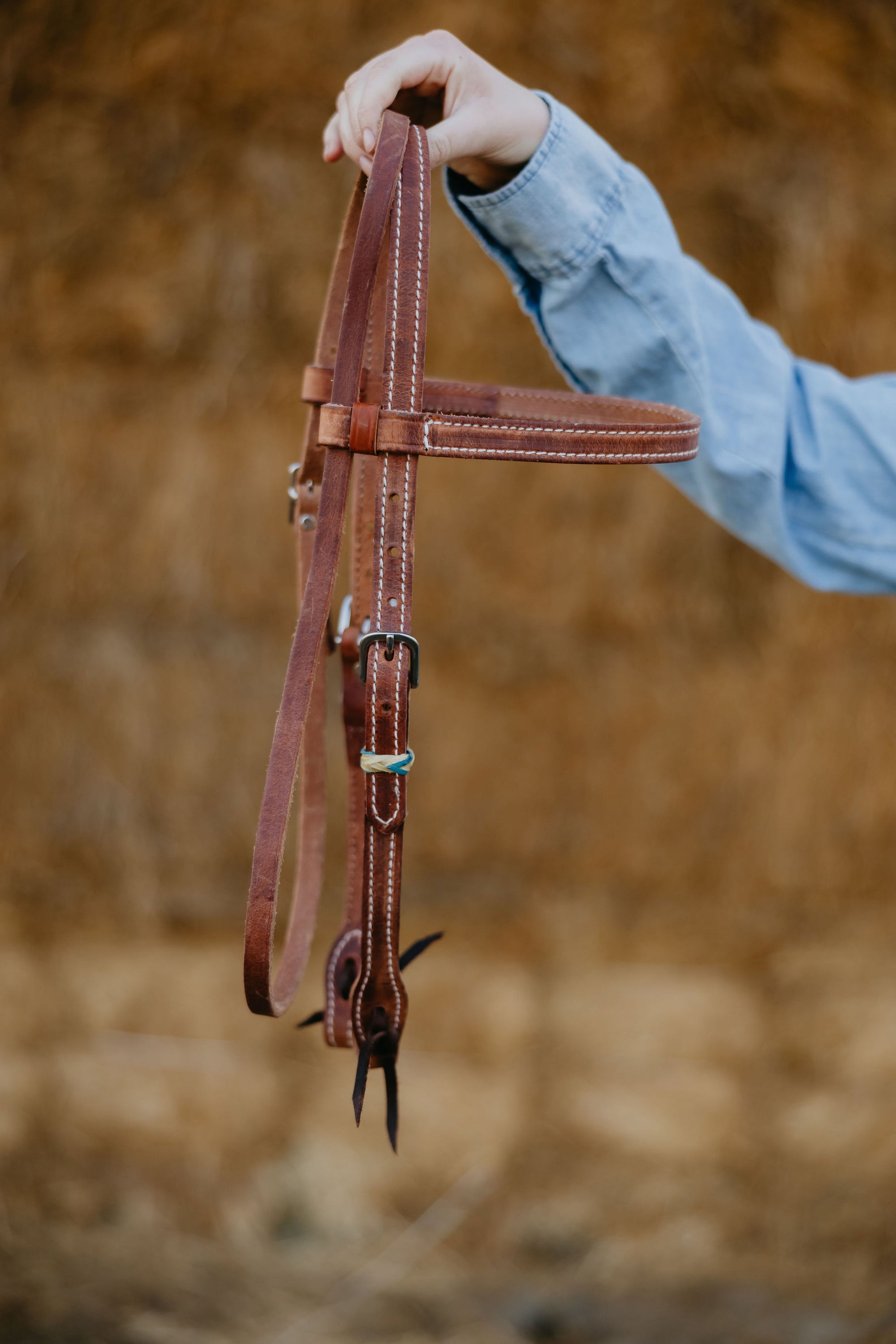 "SLO" Rawhide Harness Browband Headstall