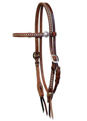 "California" Dotted Chocolate Harness Browband Headstall - Andrea Equine