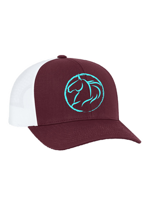 Andrea Equine Embroidered Trucker Hat-Maroon - Andrea Equine