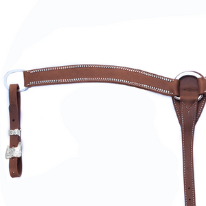 "Paso Robles" Dotted Silver Harness Breast Collar hermann oak oiled harness leather - Andrea Equine