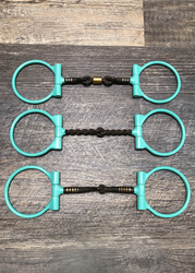 Turquoise Powder Coated Sweet Iron Dee Snaffle Bits w/Copper Inlay - Andrea Equine